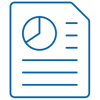 An icon of a piece of pager, with a piece chart and lines to mimic a report. An icon of a piece of pager, with a piece chart and lines to mimic a report.